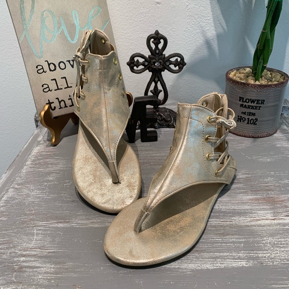 GOLD gladiator ankle high bootie sandals New in box NIB 7 7.5 8 9 - Picture 13 of 13